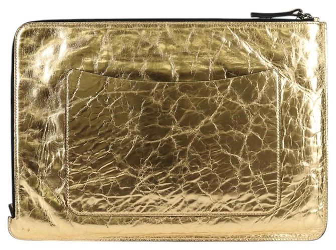 Chanel Feminine de piel plisada Large Dorado - vista 2