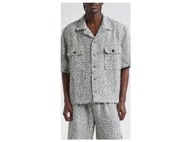 Camicia overshirt in tweed misto di cotone sfilacciato con colletto camp AMIRI Multicolore - vista 10