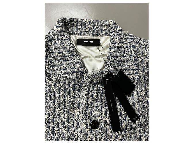 Camicia overshirt in tweed misto di cotone sfilacciato con colletto camp AMIRI Multicolore - vista 11