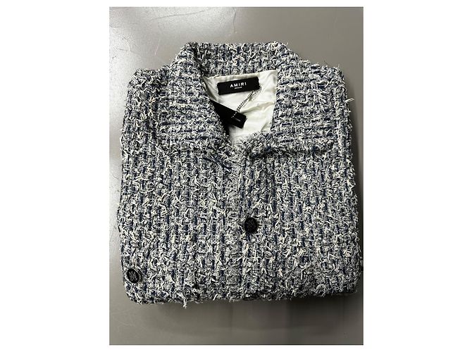 Camicia overshirt in tweed misto di cotone sfilacciato con colletto camp AMIRI Multicolore - vista 16