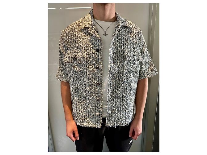 Camicia overshirt in tweed misto di cotone sfilacciato con colletto camp AMIRI Multicolore - vista 3