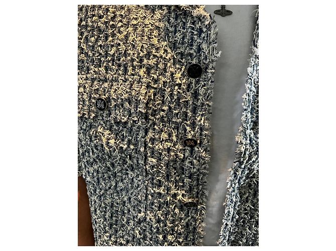 Camicia overshirt in tweed misto di cotone sfilacciato con colletto camp AMIRI Multicolore - vista 4
