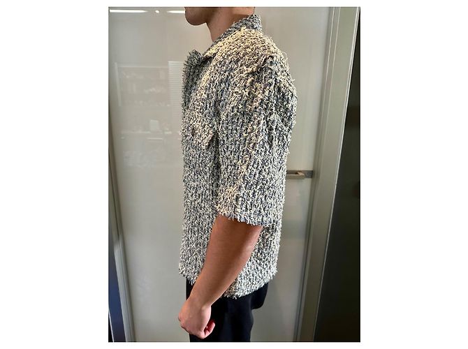 Camicia overshirt in tweed misto di cotone sfilacciato con colletto camp AMIRI Multicolore - vista 5