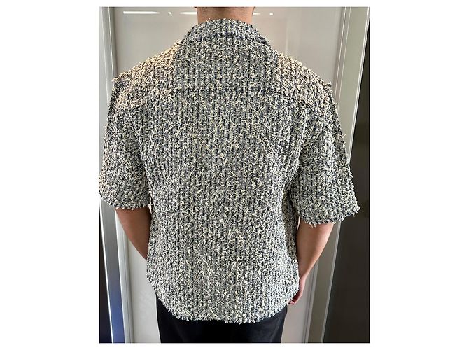 Camicia overshirt in tweed misto di cotone sfilacciato con colletto camp AMIRI Multicolore - vista 6