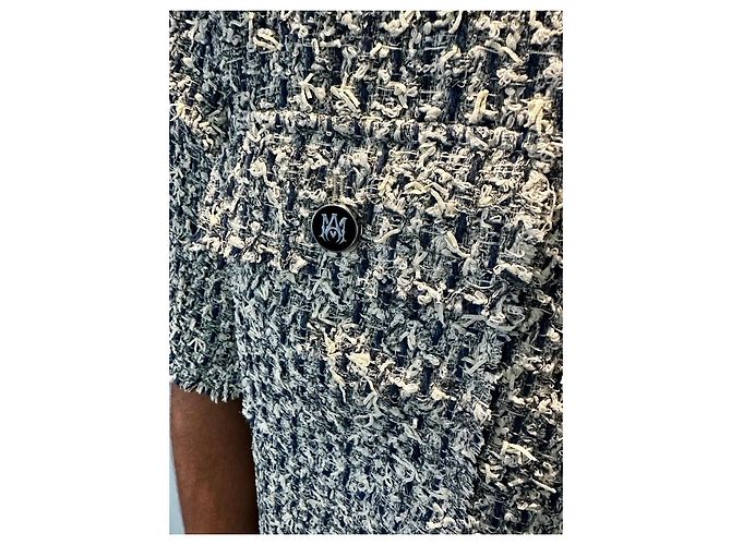 Camicia overshirt in tweed misto di cotone sfilacciato con colletto camp AMIRI Multicolore - vista 7