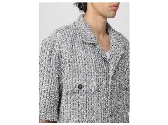 Camicia overshirt in tweed misto di cotone sfilacciato con colletto camp AMIRI Multicolore - vista 9