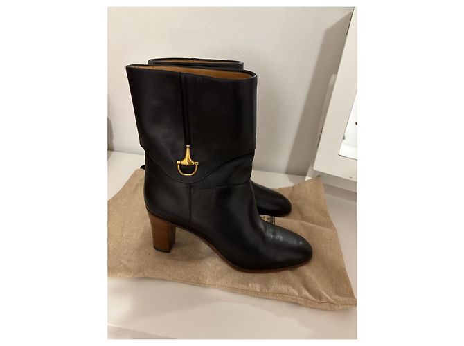 Botas de cuero negras Gucci Negro - vista 3