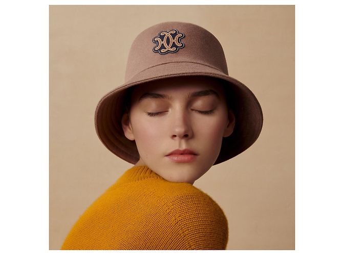 HERMÈS CAPPELLO ALLA PESCATORA «HARPER LIFT» IN CASHMERE. Beige - vista 7