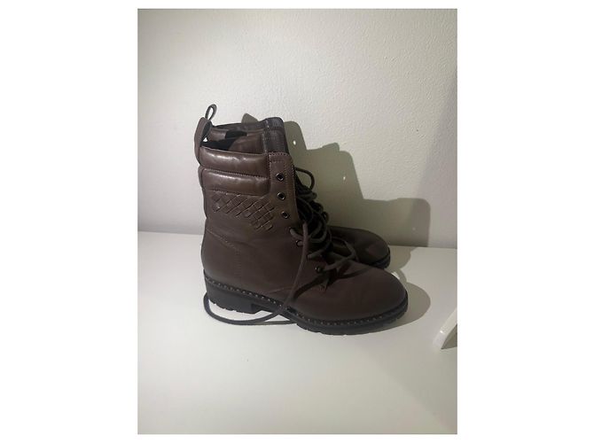 Botines de cuero marrón Bottega Veneta Castaño - vista 4