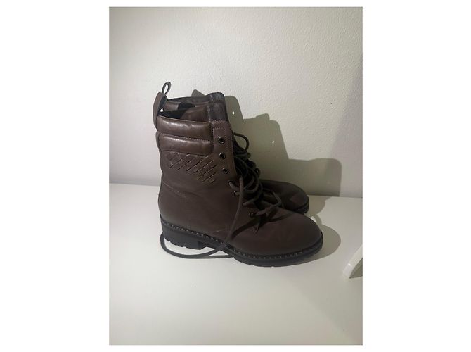 Botines de cuero marrón Bottega Veneta Castaño - vista 5