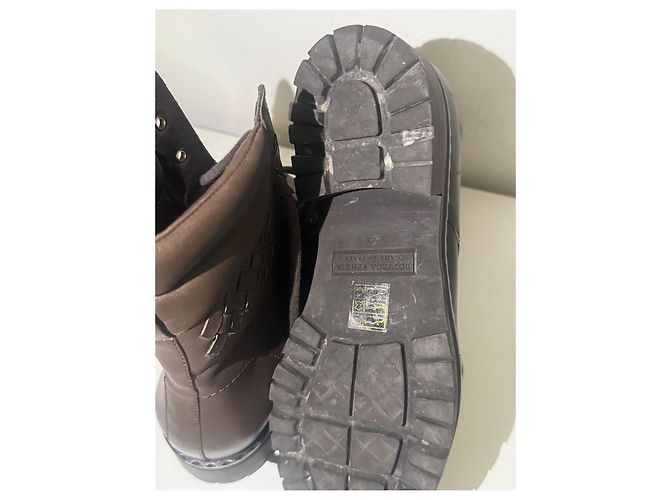 Botines de cuero marrón Bottega Veneta Castaño - vista 6