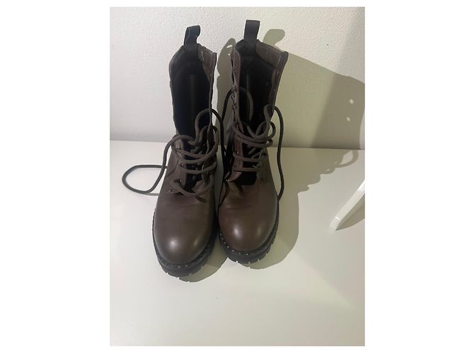 Botines de cuero marrón Bottega Veneta Castaño - vista 8