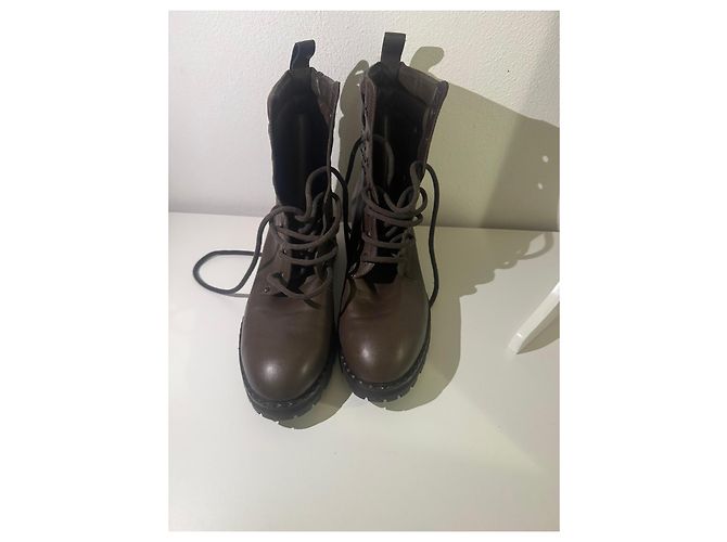 Botines de cuero marrón Bottega Veneta Castaño - vista 9