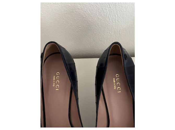 Gucci blaue Leder High Heels - Ansicht 2