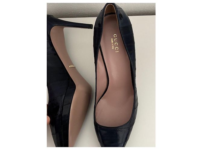 Gucci blaue Leder High Heels - Ansicht 3