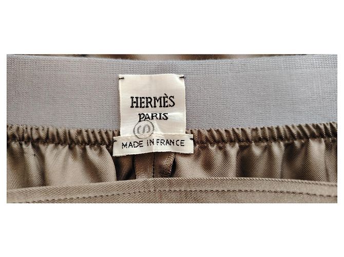 PANTALONES DE PIJAMA DE SEDA HERMÈS. Caqui - vista 3