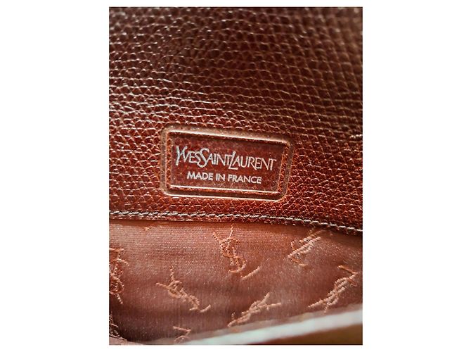 Yves Saint Laurent YSL Braune genarbte Leder-Clutch Bordeaux Dunkelbraun - Ansicht 5