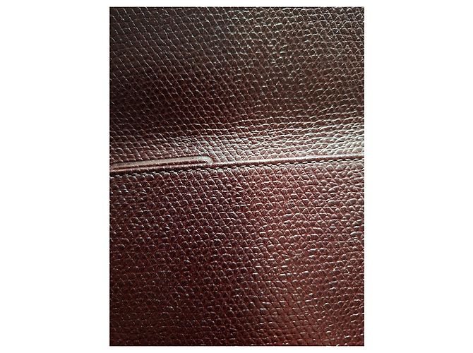 Yves Saint Laurent YSL Braune genarbte Leder-Clutch Bordeaux Dunkelbraun - Ansicht 6