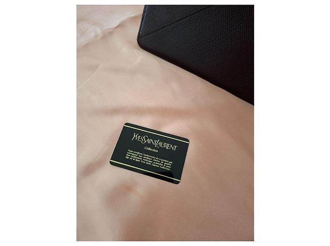 Yves Saint Laurent YSL Braune genarbte Leder-Clutch Bordeaux Dunkelbraun - Ansicht 9
