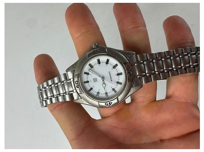 Vintage Givenchy Quarz Stahl Uhr Silber - Ansicht 5
