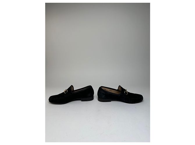 Vintage Gucci Wildleder Slipper mit schwarzem Pferdebit - Ansicht 4