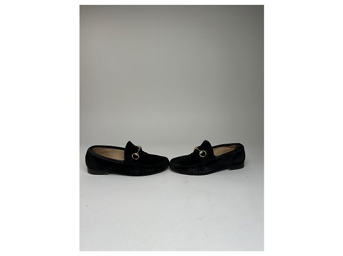 Vintage Gucci Wildleder Slipper mit schwarzem Pferdebit - Ansicht 6