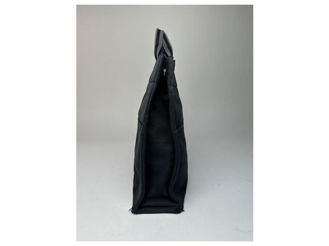 Vintage Hermès Canvas Tote Bag Schwarz Grau - Ansicht 7