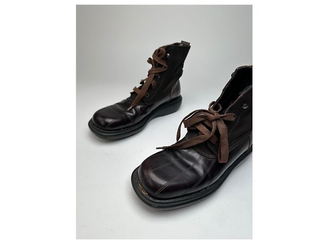 Stivali in pelle Gucci vintage neri e marroni 37 Marrone - vista 2