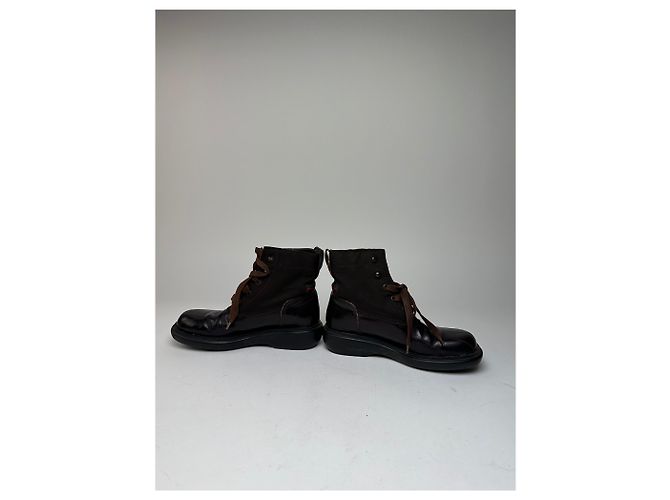 Stivali in pelle Gucci vintage neri e marroni 37 Marrone - vista 3