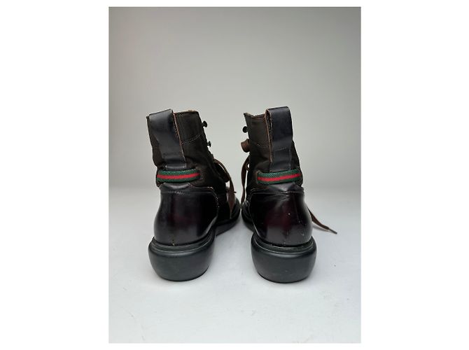 Stivali in pelle Gucci vintage neri e marroni 37 Marrone - vista 6
