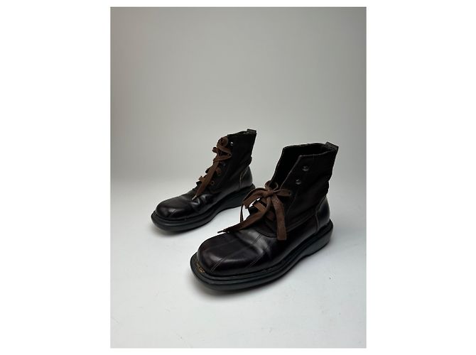Stivali in pelle Gucci vintage neri e marroni 37 Marrone - vista 7