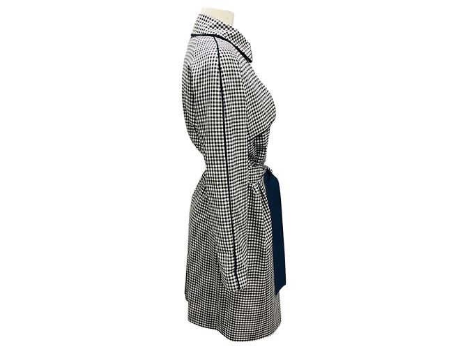 Autre Marque Abrigo trench de cuadros vichy azul marino / blanco con cinturón Paul Stuart - vista 2