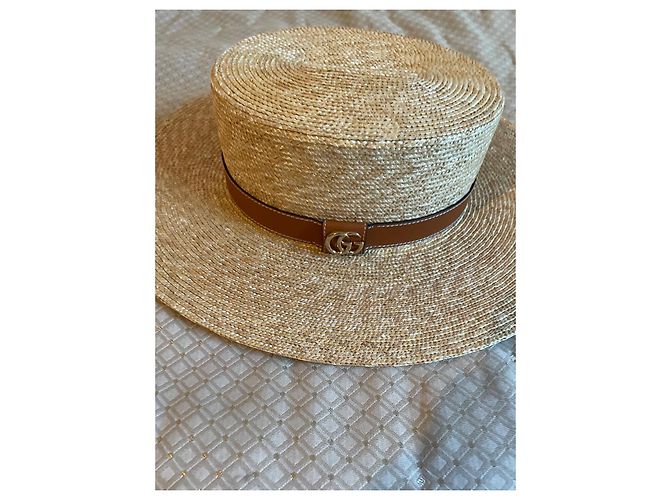 Gucci Strohhut mit Lederdetail GG S - Ansicht 12