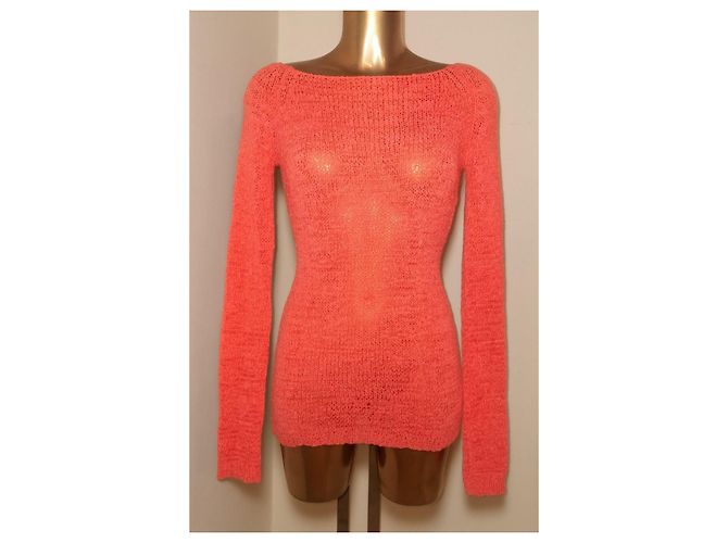 Autre Marque Korallenfarbener Pullover mit langen Ärmeln - Ansicht 2