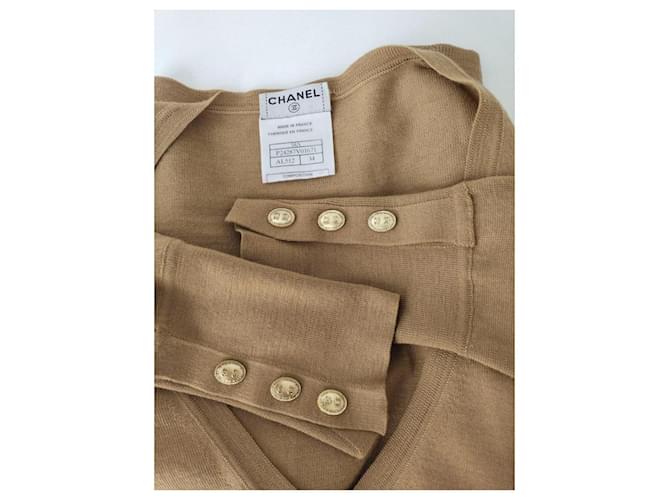 Chanel Pre-Owned & Karl Lagerfeld 04A 2004 Logo Wunderschöner Knopf Kamel Pullover - Ansicht 10