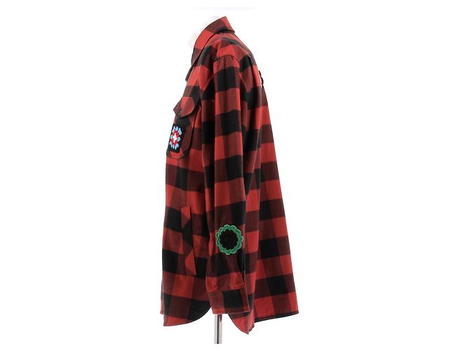 JW Anderson Camicia a quadri rossi e neri in lana Rosso - vista 4