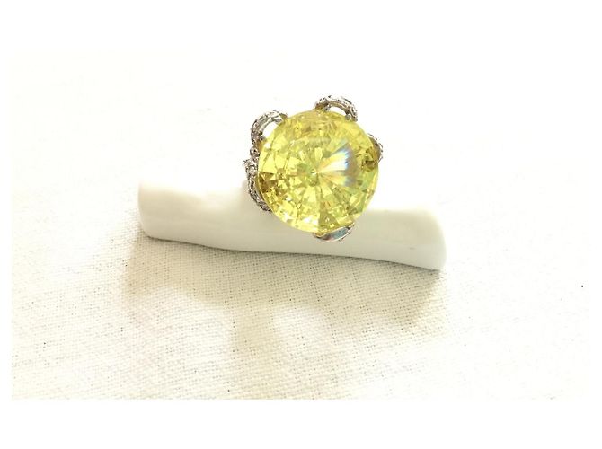 Autre Marque Silberring mit Citrin Cabochon und Diamanten - Ansicht 10
