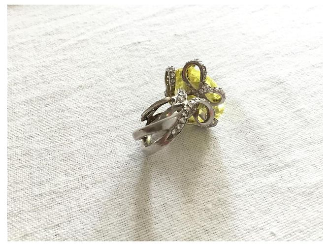 Autre Marque Silberring mit Citrin Cabochon und Diamanten - Ansicht 14
