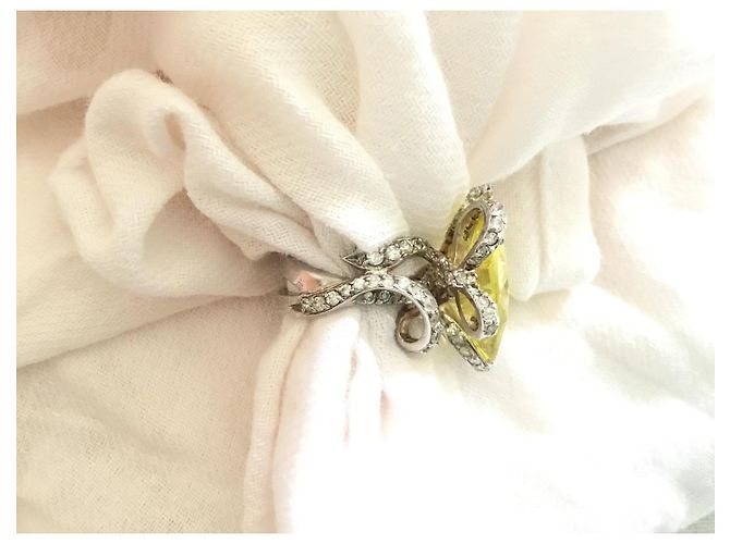 Autre Marque Silberring mit Citrin Cabochon und Diamanten - Ansicht 5