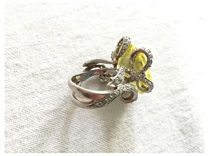 Autre Marque Silberring mit Citrin Cabochon und Diamanten - Ansicht 9