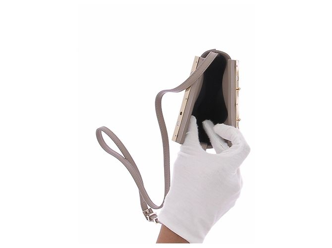 Autre Marque Mini bolso taupe de cuero Castaño - vista 6