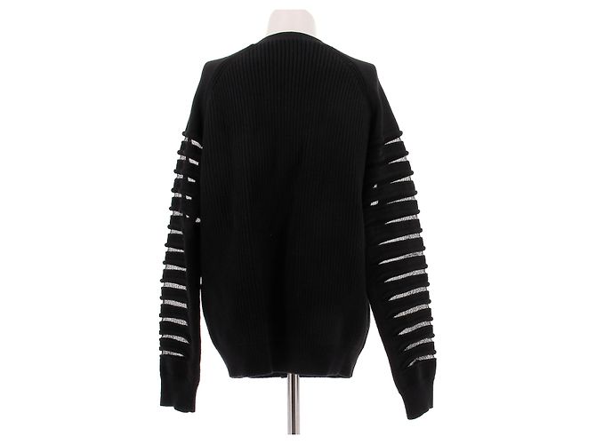 Alexander Wang Schwarzer Cardigan mit weißen Streifen - Ansicht 2