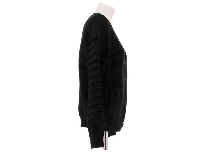Alexander Wang Schwarzer Cardigan mit weißen Streifen - Ansicht 3