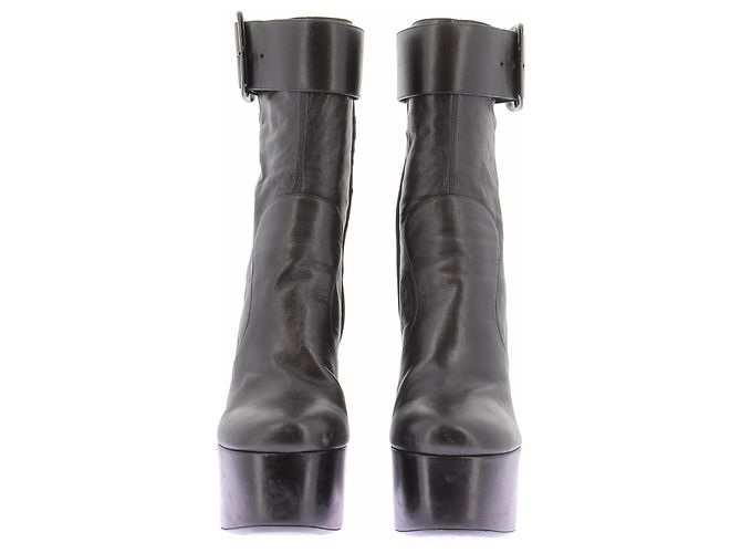 Saint Laurent Stivali neri con tacco e piattaforma in pelle Nero - vista 4