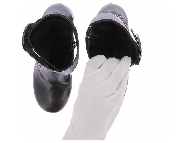 Saint Laurent Stivali neri con tacco e piattaforma in pelle Nero - vista 6