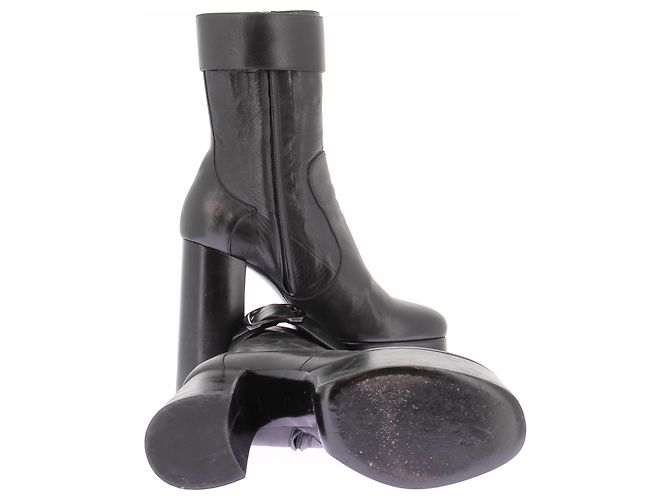 Saint Laurent Stivali neri con tacco e piattaforma in pelle Nero - vista 7