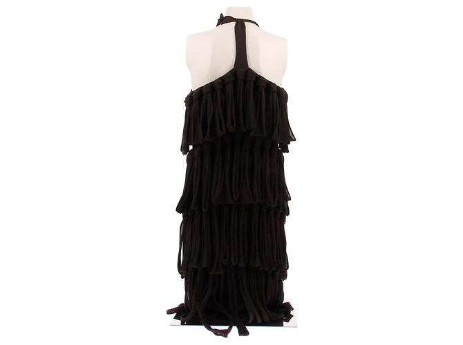 Bottega Veneta Vestido marrón con flecos Castaño - vista 2