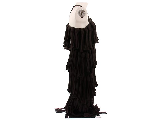 Bottega Veneta Vestido marrón con flecos Castaño - vista 3