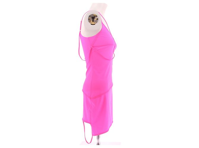 Balenciaga Vestido Corto Rosa Fluorescente - vista 3