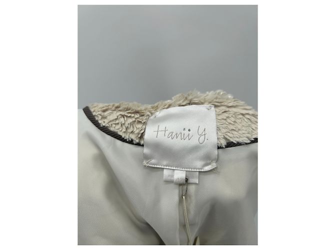 Autre Marque Giacca in pelliccia e satin crema Beige - vista 6